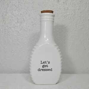 Mud Pie Cream "Let's get Dressed" Ceramic Salad Dressing Bottle with cork